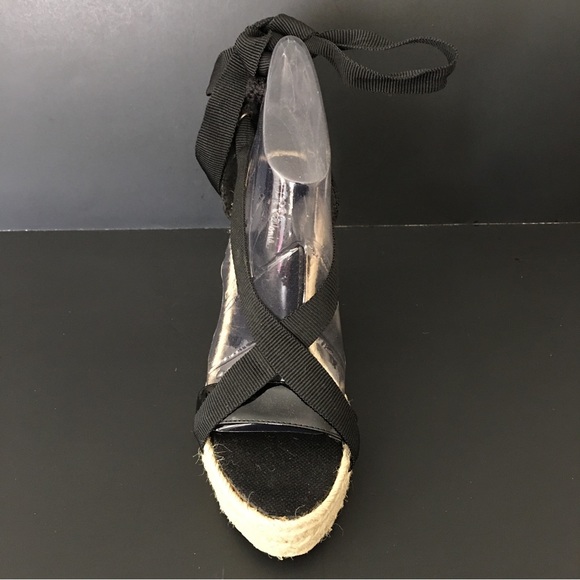 Michael Antonio Braided Jute Wedge Cross Ankle Strap Sandals 7.5 Open Toe - Picture 3 of 9